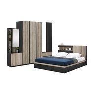 INDEX LIVING MALL ชุดห้องนอน รุ่นอัมสเตอร์ดัม ขนาด 6 ฟุต (เตียง ตู้เสื้อผ้า 5 บาน โต๊ะเครื่องเเป้งแบ