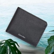 全新正品 Calvin Klein SAFFIANO SLIM BIFOLD WALLET燙銀LOGO防刮皮革 CK短夾