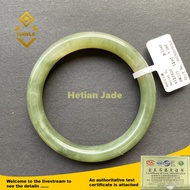 HANLE natural hetian jade naphrite solid bangle for lucky and protection with certificate and box