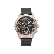 POLICE นาฬิกาข้อมือผู้ชาย Police multifunction black leather watch รุ่น PL-15665JSTR/02 นาฬิกาข้อมือ