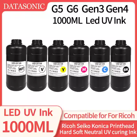 G5 G6 1000ML LED UV Ink For Ricoh Gen3 Gen4 Gen4L Gen5 Gen5i Gen6 G3 G4 G5 G5i G6 Ricoh Seiko Konica