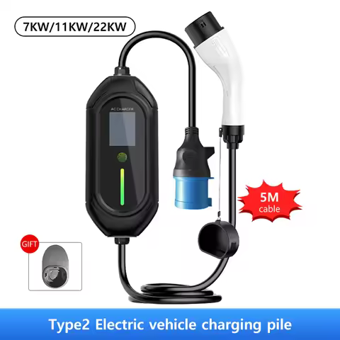 Portable EV Charger 3.5 - 22KW Type2 APP Control Electric Vehicles Home Charging Station with LCD Di
