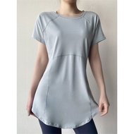 瑜伽上衣Yoga top2024新款短袖运动上衣女夏季薄款高级感透气中长款遮臀速干健身衣新款25.8.31