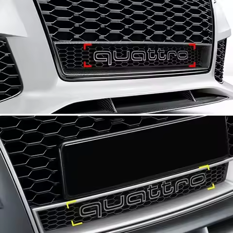 for Audi Quatrro Logo ABS Car Exterior Front Grille Emblem A6 RS4 RS6 A7 A8 Q3 Q5 RS7 A3 A4 A5 Q7 RS