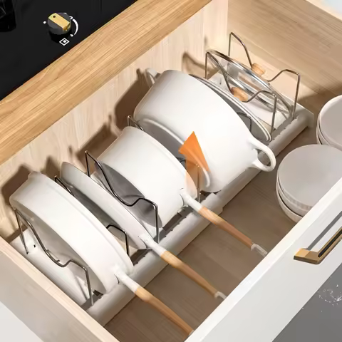 Kitchen utensil artifact pot storage rack Foldable kitchen utensil storage rack Kitchen pot lid stor