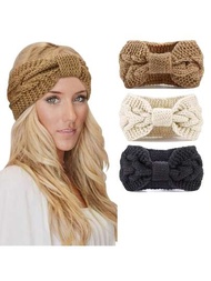 鉤編女士耳暖頭巾柔軟頭巾彈性頭帶保暖冬季跑步時尚頭巾冬季配件