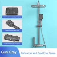 QUITE ม่ดีลักซ์เปียโนชุดฝักบัวอาบน้ำแบบเทอร์โมสแตติก สีเทาแบบติดผนังทองเหลืองฝักบัวเรนชาวเวอร์ก๊อกน้