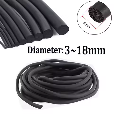 High Density Black Foam Rubber Strip Gaskets EPDM O Type Round Sealing Strip Sound Proofing Dustproo