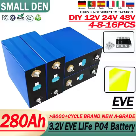4-8-6PCS 3.2V 280Ah EVE Lifepo4 battery 3C Lithium Iron Phosphate Cell DIY 12v24v E-car boat EV Inve