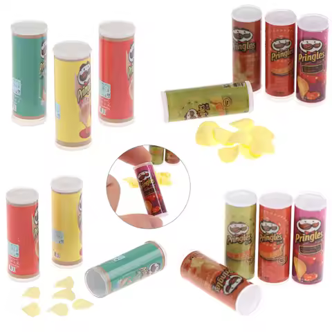 1set Kawaii 1:12 Dollhouse Miniature Food Potato Chips BottlesMini Simulation Potato Chips Bottle Do
