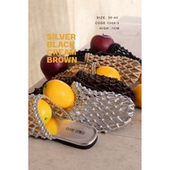 1369-3 Open-Toe Shoes With Knots Mesh