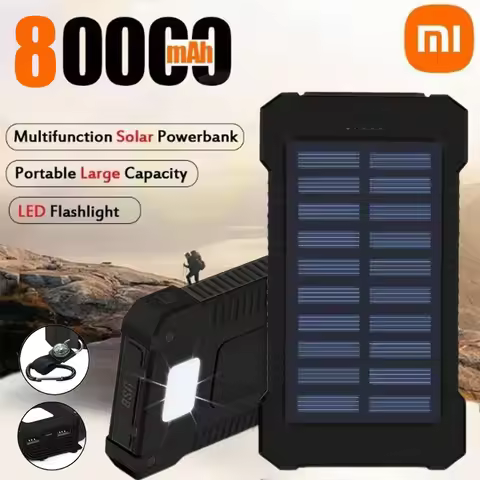 Xiaomi 80000mAh Large Capacity Solar PowerBank Portable With Lanyard Compass External Battery Outdoo