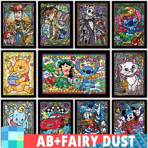 Fairy Dust AB Disney Mickey Mouse 5D DIY Diamond Painting Kit Dumbo Cars Full Square Round Mosaic Em