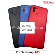 Rear Battery Cover For Samsung A02 A02S A10S A03S Battery Housing Back Cover With Camera Lens HuoLSP
