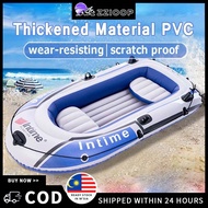 【ZZIOOP】Intime 4-Person PVC Inflatable Kayak - Portable Fishing & Rescue Boat for Flood Emergency