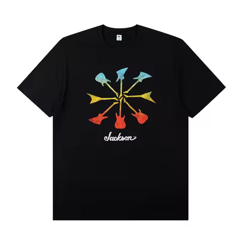 JACKSON SHARKROT Jackson Electric Guitar with Short Sleeve T-shirt Rock Band Outfit Casual T-shirt f