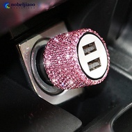NOBELJIAOO Diamond Dual USB Port Charging 2 in 1 Car Charger Safety Hammer Design Portable E7N7