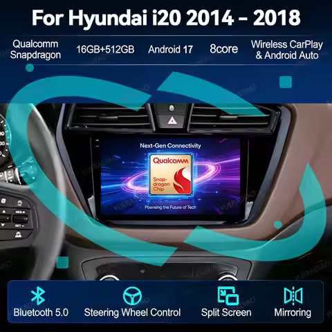 Android 17 Car Radio For Hyundai I20 2 II GB 2014 2015 2016 2017 GPS NAVI Qualcomm QLED 4G WIFI Mult
