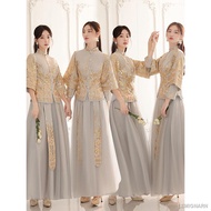 wedding dress for ninang❈Chinese bridesmaid dress 2022 summer new Chinese style large size wedding s