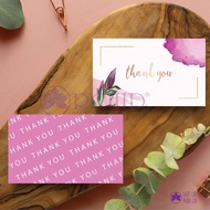 100 Pre-printed Thank You Cards, pink tone with the word "thank you" in outstanding yellow color (TK