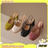 Mary Jane High Heels Flat Strap Thick Heels Back Hollow Heels Women