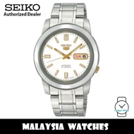 Seiko 5 SNKK07K1 Automatic See-thru Back White Dial Gold Tone Hands Stainless Steel Gent Watch (ONE 
