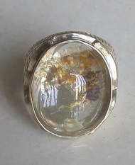 Cincin Perak 925 Lapis Emas Putih - Kecubung Karang Phantom Quartz