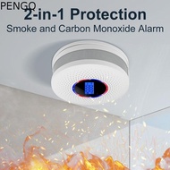 Portable Carbon Monoxide Detector LCD Display Wireless CO Monoxide Alarm Compound Alarm 2 in 1 Smoke