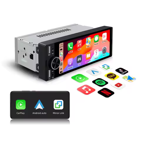 Ezonetronics 6.36" 1Din Wireless CarPlay & Android Auto Touchscreen Stereo–Universal Fit Plug & Play