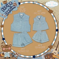 Brooklyn & Brighton-Stripe Denim Top Shorts (Mom+Girl)