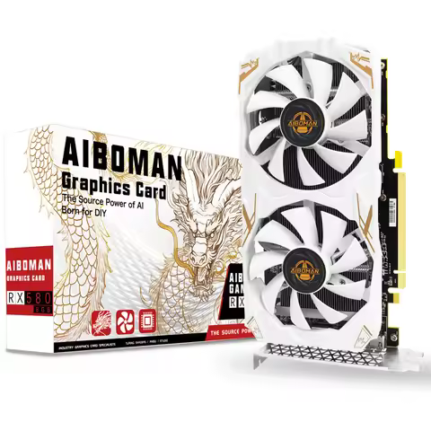 AIBOMAN Video Card AMD RX580 8GB Graphics Card GDDR5 256Bit 2048SP Dragon Series Gaming Video Cards 