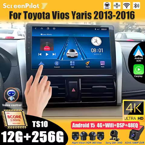 Car Radio For Toyota Vios Yaris 2013 2014 2015 2016 Multimedia Video Player Carplay Touch Screen RDS