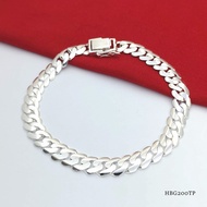 【MY seller】 ☉💥PROMO💥#HBG200-TP Men’s Curb Bracelet-925 Sterling Silver (Bangle Dunhill) Original Silver♦