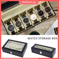Watch Box Organizer 6/12 Slots Watch Display Case with Glass Lid Anti-Scratch Watch Storage Organize