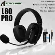 New ATTACK SHARK L80PRO Ultralight Wireless Gaming Headset, Bendable Dl Mic System, 2.4Ghz/BT/3.5mm 