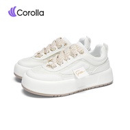 Corolla รองเท้าหนังลำลองสตรี พื้นรองเท้าต้านเชื้อแบคทีเรีย ระบายอากาศได้ดี สีเขียว สีขาว อเนกประสงค์