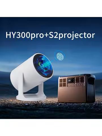2026 NEW HY300pro+S2 4K Android 13 Portable Projector 8000Lumens WiFi 6 Theater Speaker 720P HD Supp