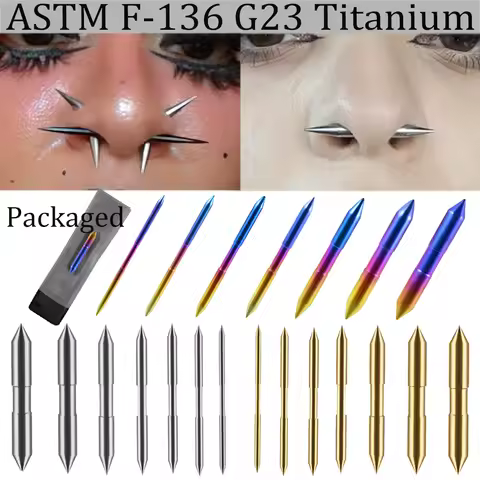 1/3Pcs Grade Titanium Tusk Septum Groove Conical Spike Tusk GradientRainbow Tusk Jewelry Tribal Stra