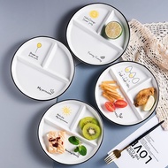 Aesthetic Plate for Diet Divided Ceramic Plate Aesthetic Ceramic Plate Plaid Dinner Plate Ceramic Po