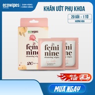 EcoWipes women's intimate hygiene wet wipes, pack of 1 travel size sheet with Daisy scent intimate w