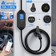 AFYEEV 32A 7.2KW Portable EV Charger Type2 IEC 62196-2 Electric Vehicle Charger EVSE Charging Cable 