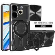 Slide Lens Protect Phone Case For Tecno Pova 6Pro 5G 6 Pro NEO 2024 Magnetic Car Holder Armor Bumper