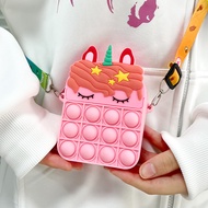 Children's Unicorn Pop It Girls Gift Fidget Toy Shoulder Bag Coin Purse Bubble Pop Mini Fidget Toy