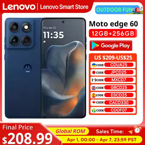 Motorola MOTO edge 60 Smartphone 5G Original Global ROM 6.7‘’ 1.5K 120Hz pOLED Display MediaTek Dime