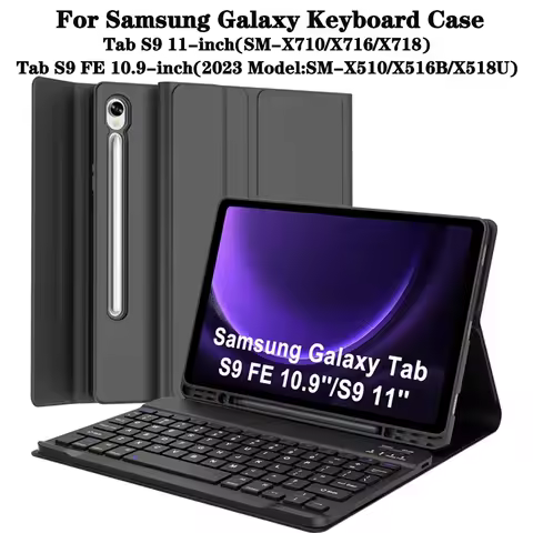 Keyboard Case for Samsung Galaxy Tab S9 FE 10.9"/ S9 11",Detachable Bluetooth Keyboard for Galaxy S9