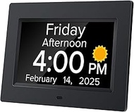 Digital Alarm Clock with Date and Day of Week for Dementia Seniors, Voice Announcement Time, Multipl