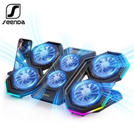 SeenDa Laptop Cooling Pad RGB Cooler Laptop Stand with 6 Quiet Cooling Fans 6 Height Adjtable Cooling Pad for Laptop 11-
