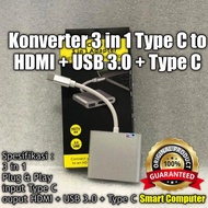 3 in 1 Type C to HDMI + USB 3.0 + Type C Converter