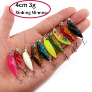 Fishing Lure 4cm 3g Mini Sinking Minnow Hard Artificial Bait 3D Eyes Crankbait Wobblers Fishing Tack