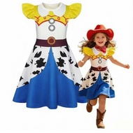 Girls Western Cowgirl Fancy Dress  Halloween Cosplay Carnival Cartoon Print Outfit for Costume